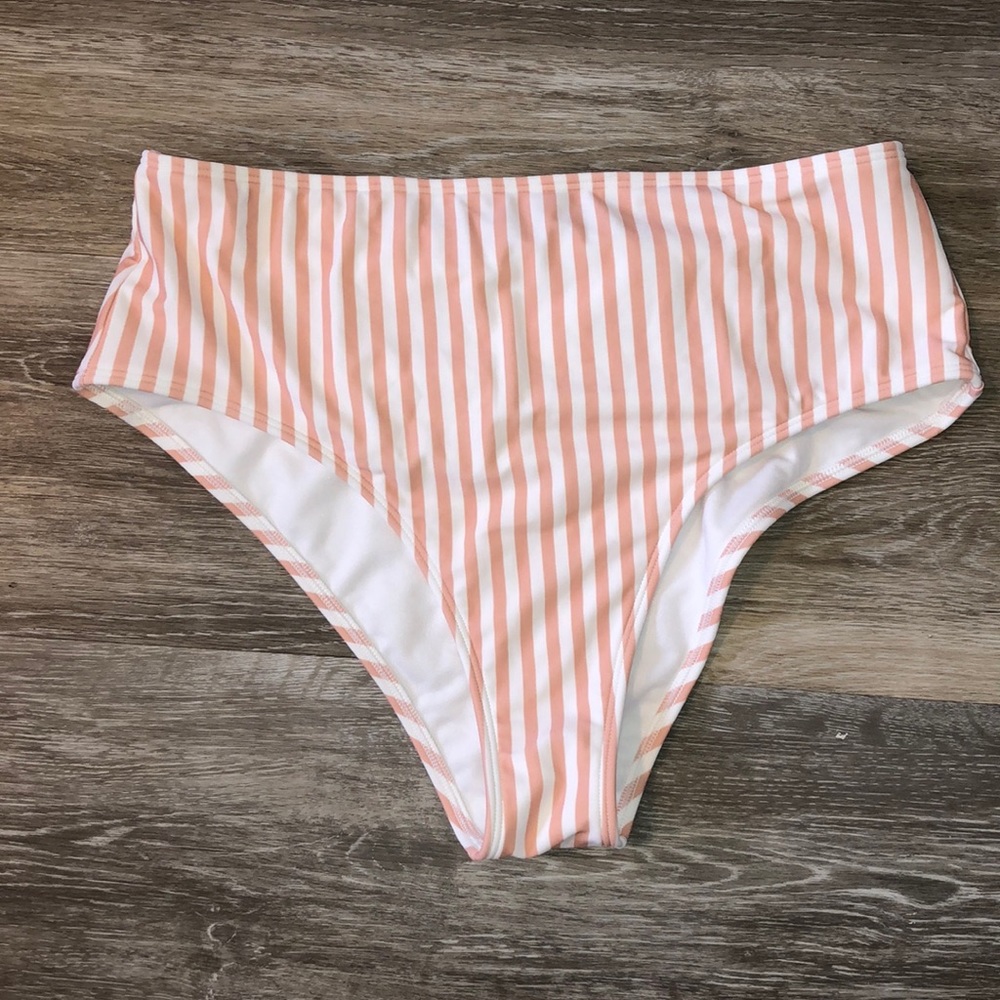 Striped high waisted bikini bottom